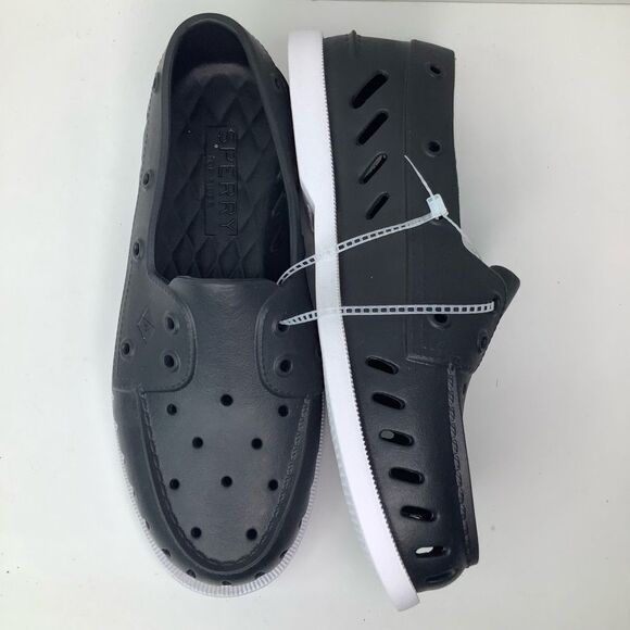 NWOT! Sperry Float Boat Black/White Rubber Women’s Slip On Shoes Sz 9M - Picture 2 of 10